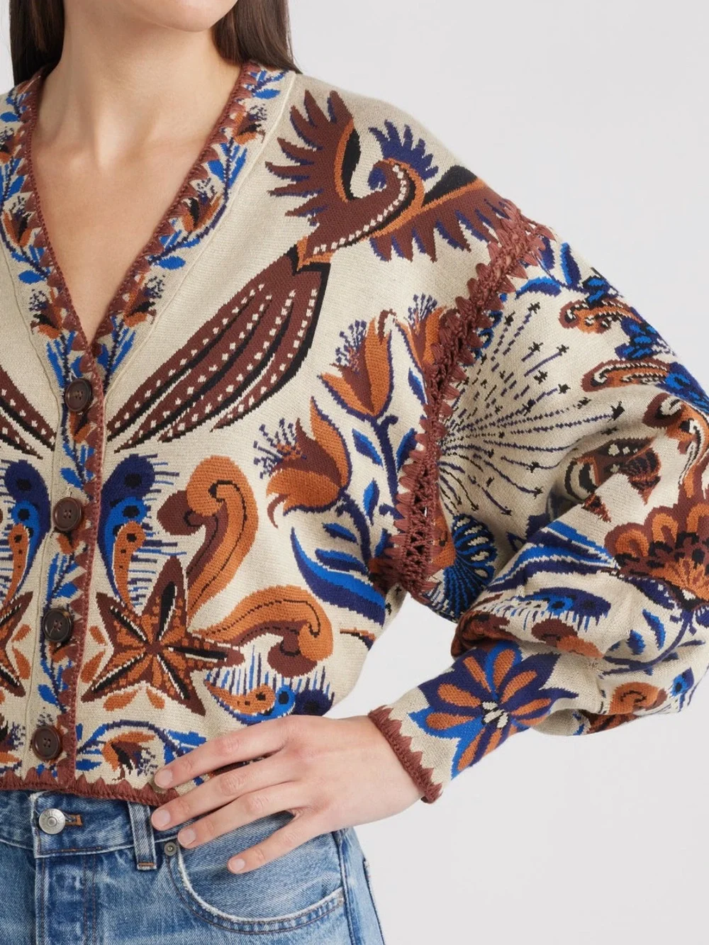 FARM Rio Nature Land Sand Knit Cardigan NWT Size XL Boho - Picture 4 of 10
